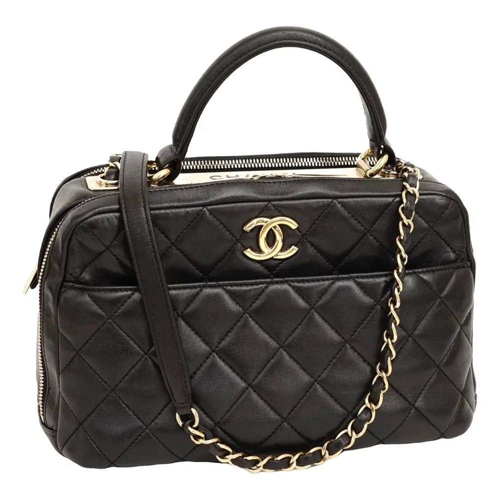 Chanel Lambskin Quilted Medium Trendy CC Bowling Bag Black Gold Hardware